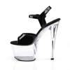Pleaser - SKY309 Sandale à bride à la cheville, Pole dance chaussures - Chaussures de pole dance - Noir/Transparent Product image